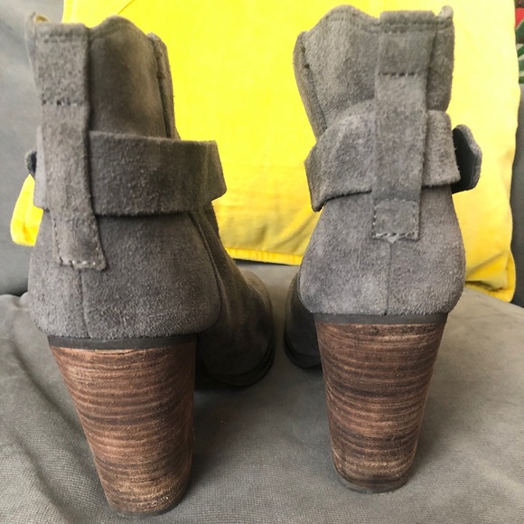 Gray Suede Block-heeled Booties - Picture 4 of 7